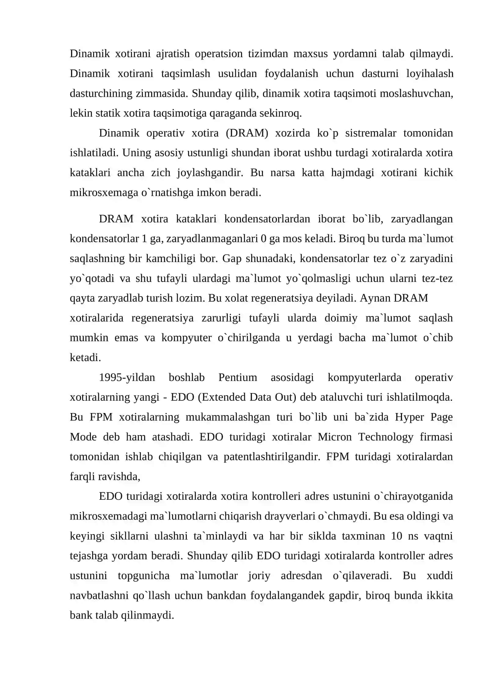 Xotirani taqsimlash usullari (statik, dinamik) 4