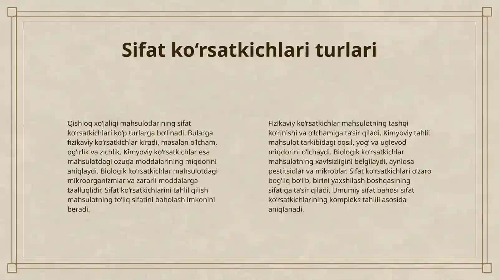 QISHLOQ XO’JALIGI MAHSULOTLARI SIFATINI ANIQLASHNING ASOSIY USULLARI 4