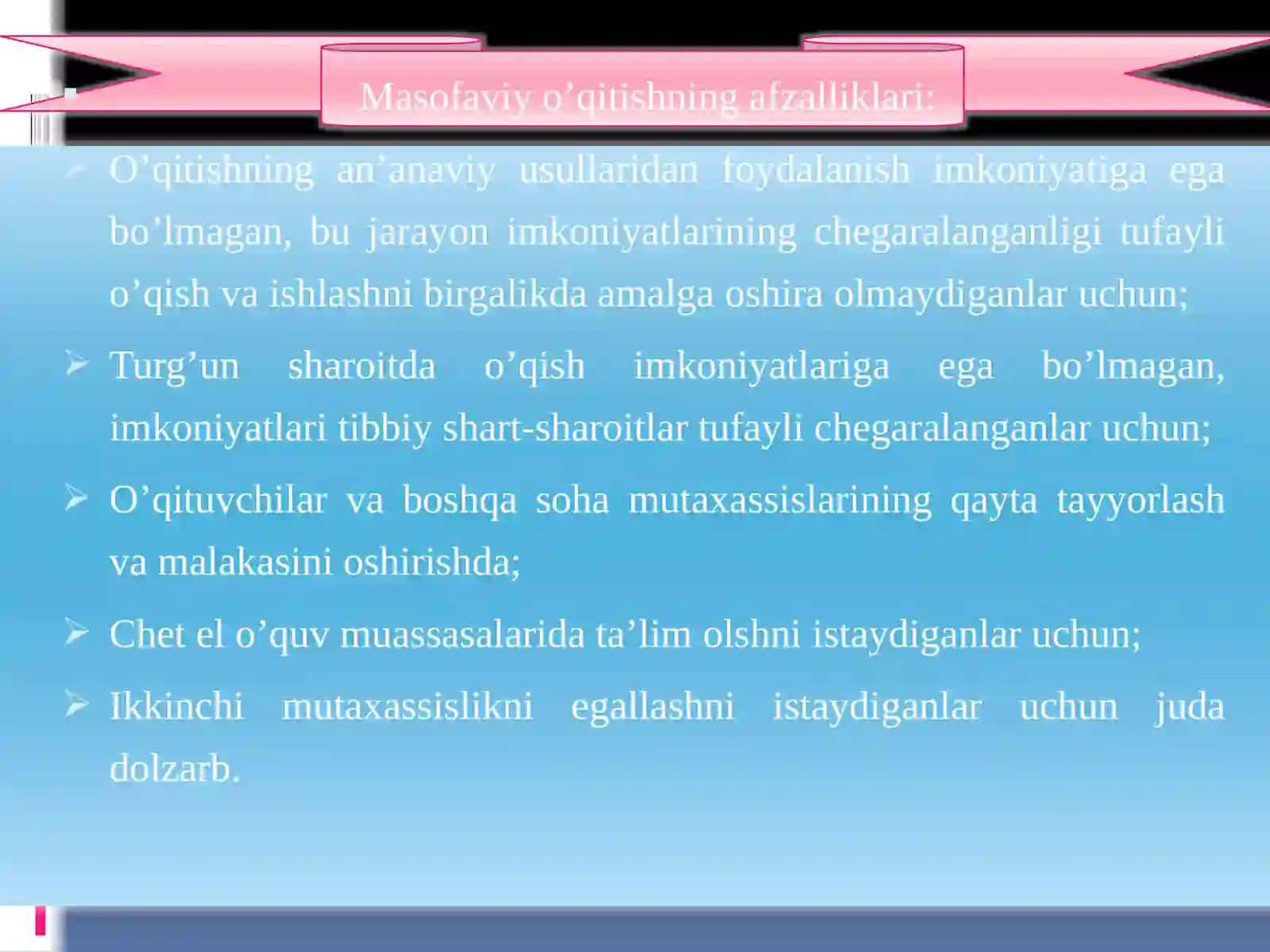 MASOFAVIY O’QITISH 4