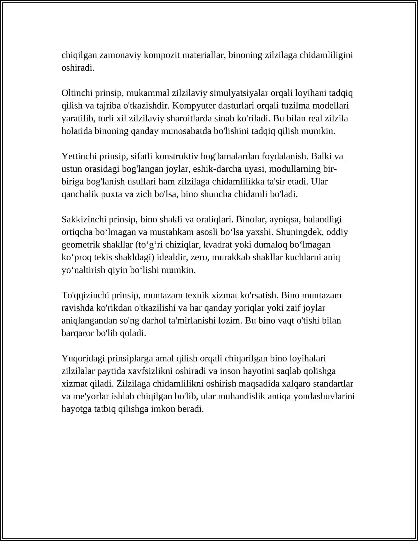 ZILZILAGA CHIDAMLI BINOLARNING XUSUSIYATI 4