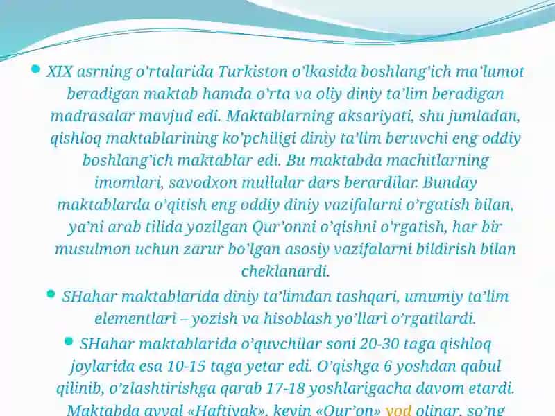 XIX ASRNING IKKINCHI YARMI VA XX ASR BOSHLARIDA TA’LIM PEDAGOGIK FIKRLAR 4