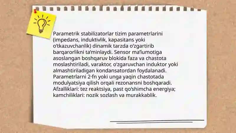 Kompensatsion va Parametrik stabilizatorlarni ishlash prinsipi 4