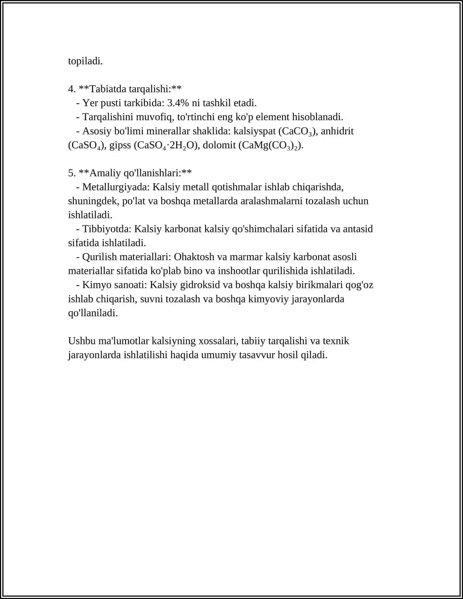 KALSIY METALLURGIYASINING UMUMIY AHVOLI 4