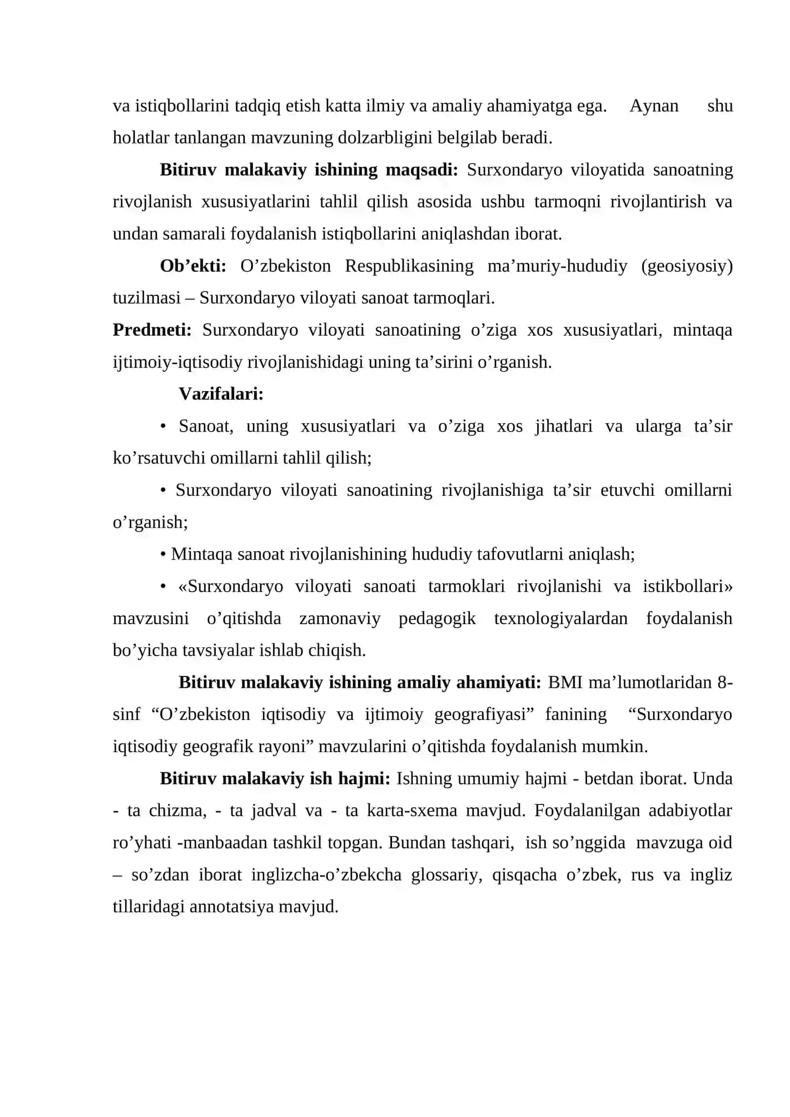 Surxondaryo viloyati sanoati tarmoqlari rivojlanishi va istiqbollari 4