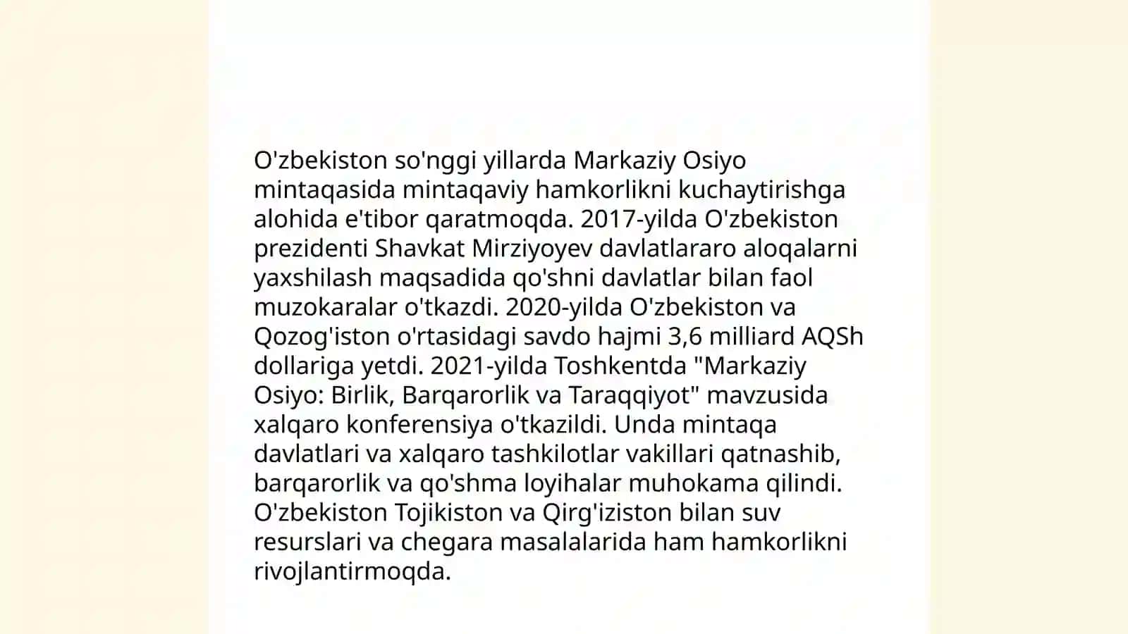 Markaziy Osiyoda tinchlik va barqarorlikni ta'minlashdagi o'rni 4
