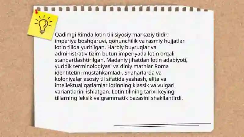 Lotin tili tarixi va zamonaviy tillarda lotin tili 4