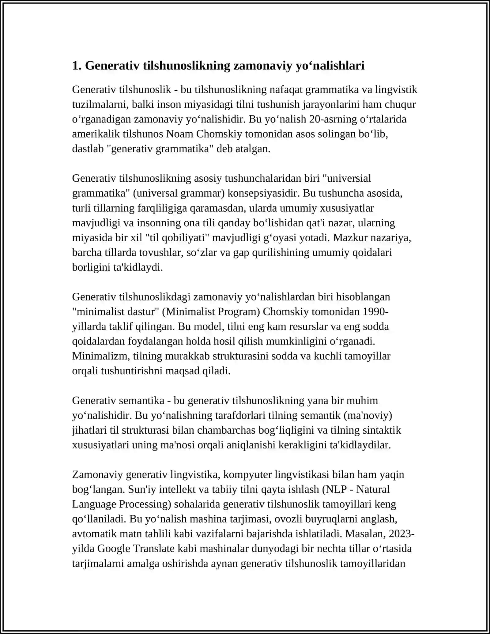 Generativ tilshunoslikning zamonaviy yo‘nalishlari 4