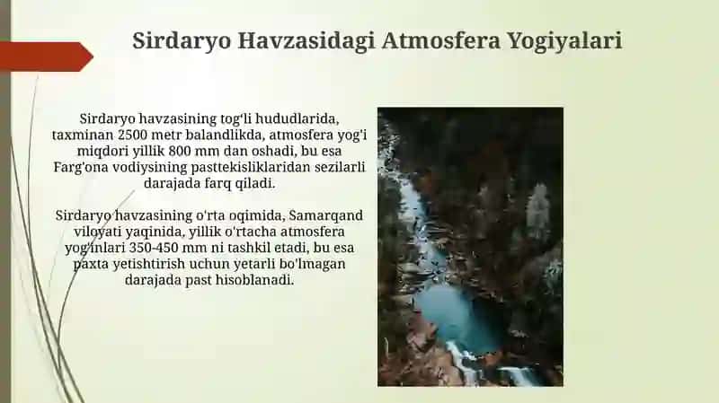 Atmosfera Yogiyalarning Daryo Havzalariga Taqsimlanishi 4