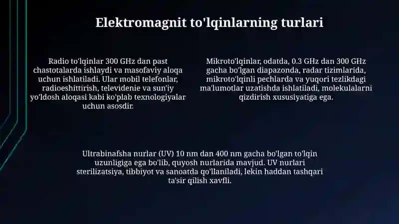 Elektron magnit tolqinlari shkalasi 4