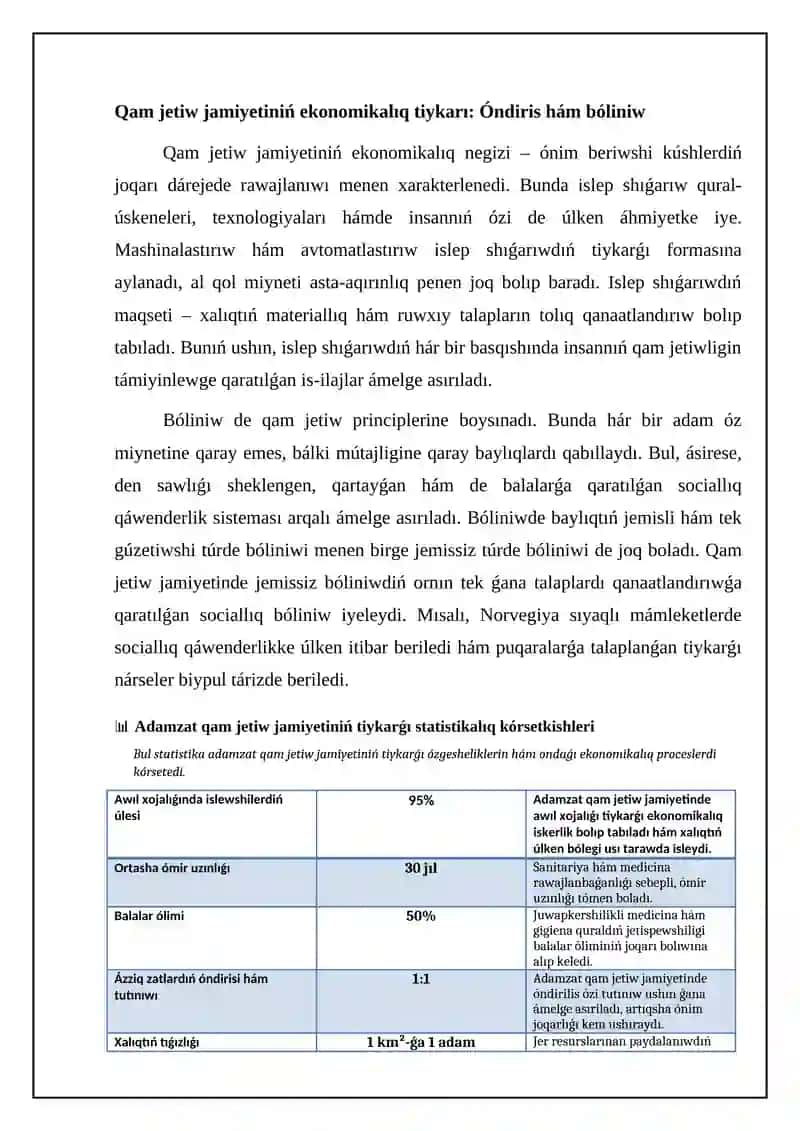 Adamzat qam jetiw jamiyeti – insaniyat tariyxınıń tiykarǵı basqıshları 4