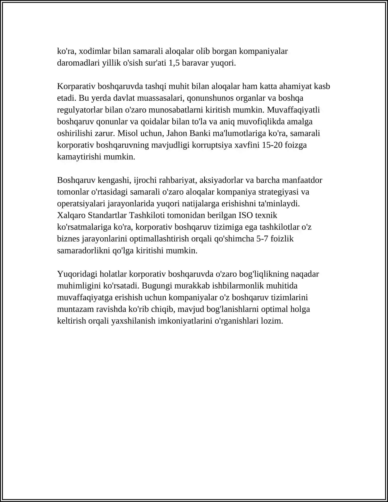 O'ZARO BOG'LIQ TOMONLAR KEYINGI VOQEALAR VA BOSHQA MUTAXASSISLAR ISHLARIDAN FOYDALANISH 4