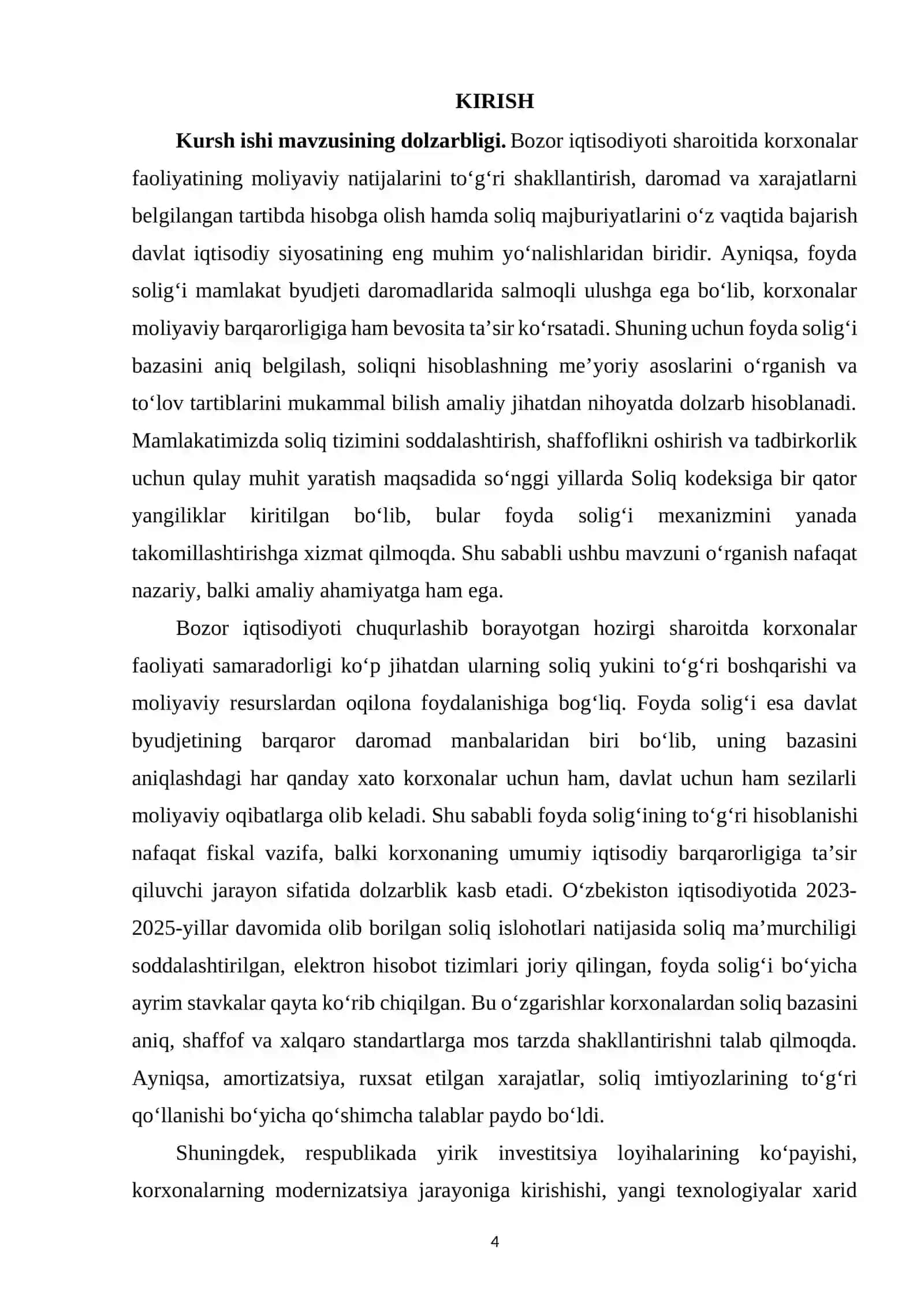Foyda solig'i bazasini aniqlash usullari, soliqni hisoblash va to'lash tartiblari 4