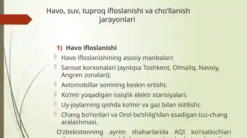 O‘zbekiston Respublikasining ekologik muammolari 4