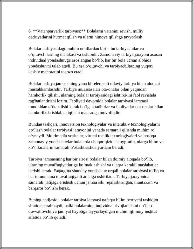 BOLALAR TARBIYA JAMOASI YAXLIT PEDAGOGIK JARAYONNING ASOSIY SHAKLI 4