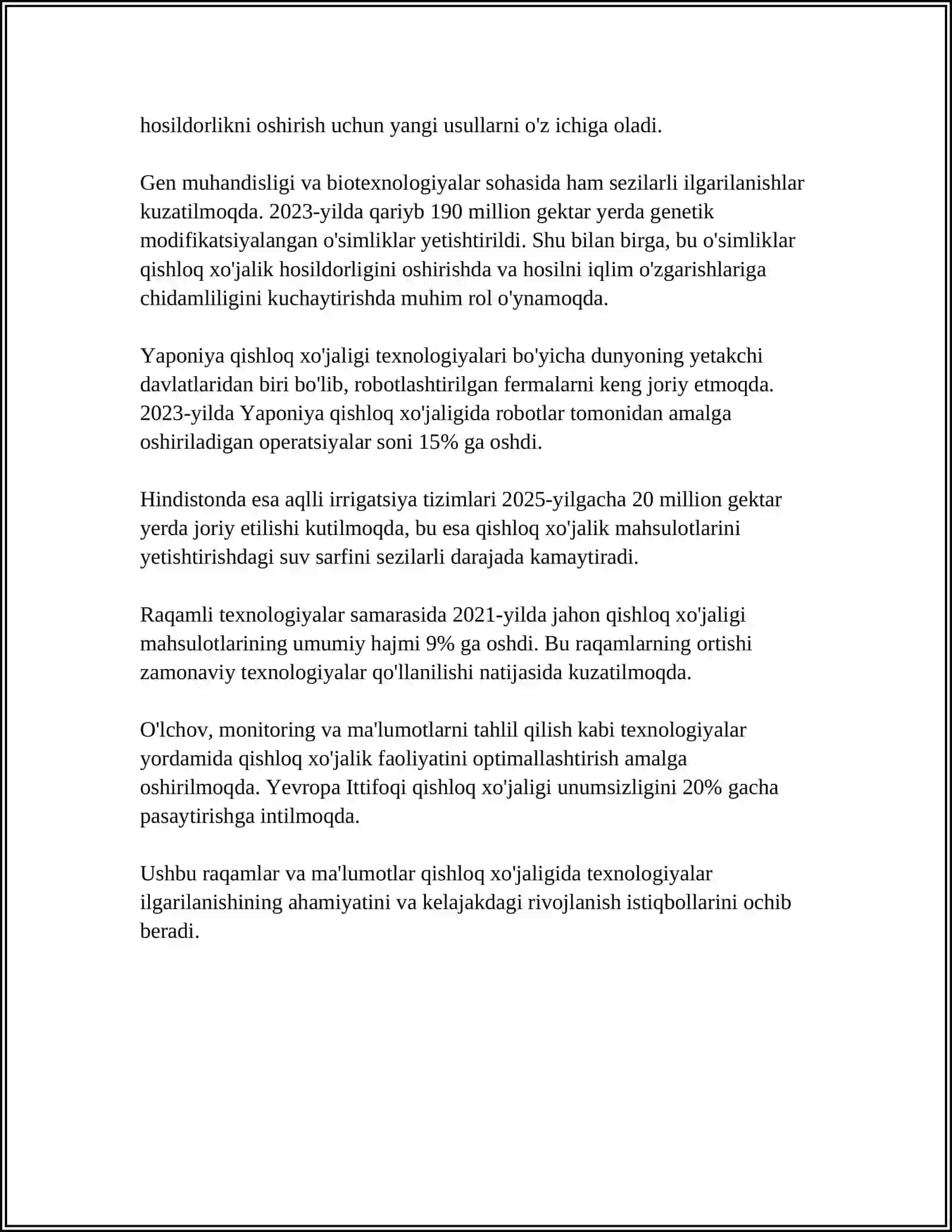 QISHLOQ XO’JALIGI VA SANOAT SOHASIDAGI O’ZGARISHLAR 4
