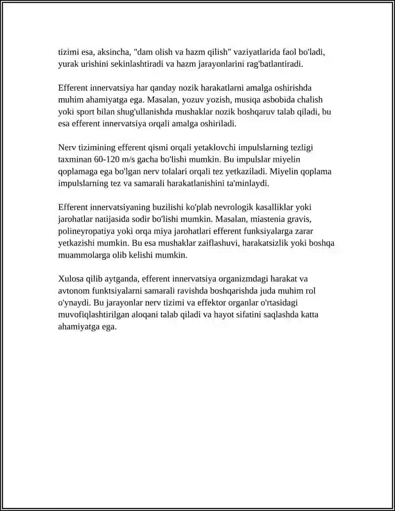 EFFERENT INNERVATSIYA TURALI TUSINIK 4