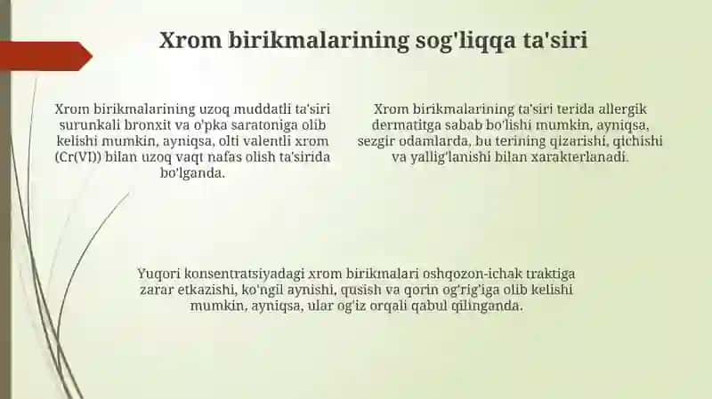 Xrom birikmalaribilanishlovchilaruchunprofilaktikratsiontuzish 4