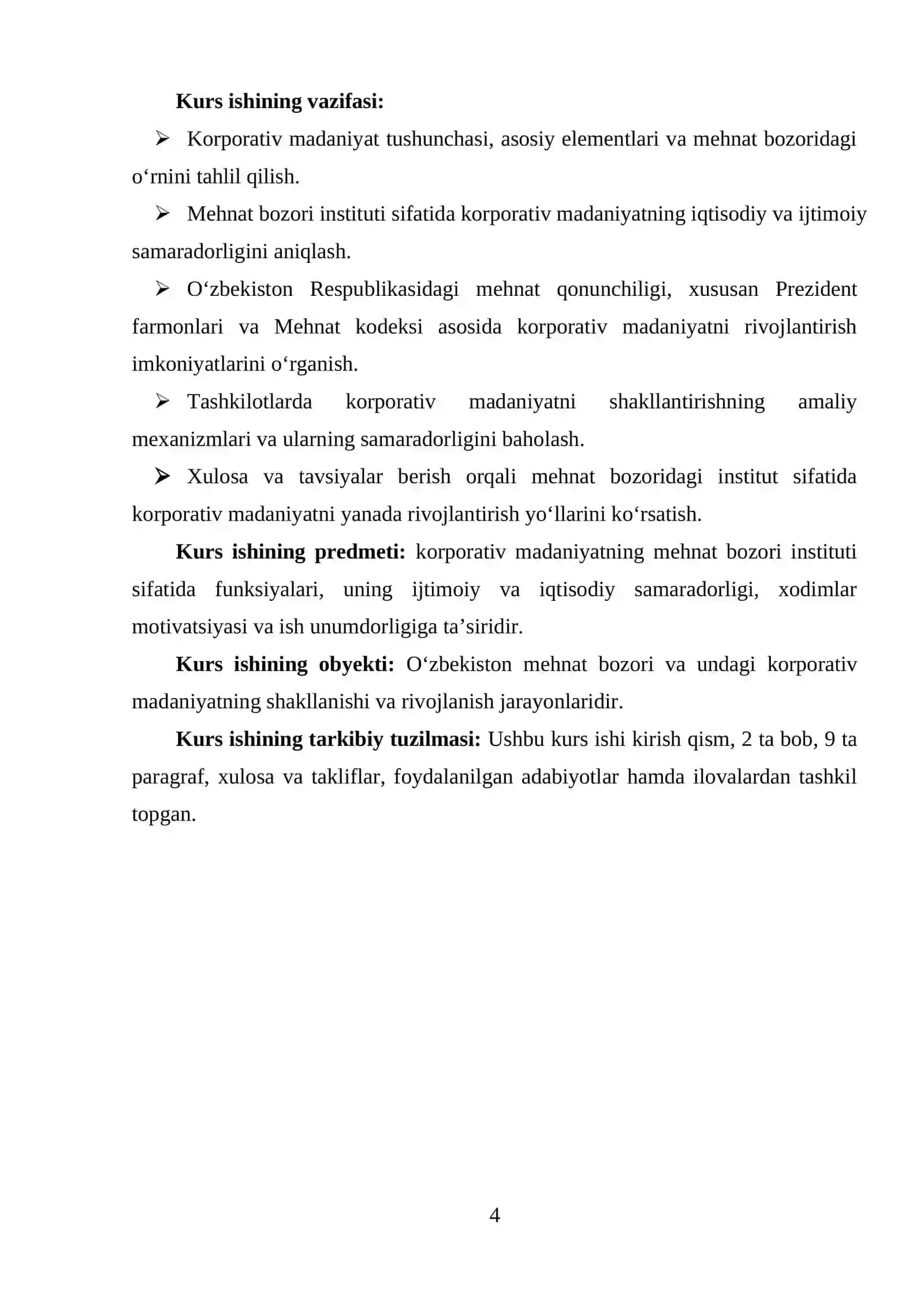 MAVZU: KORPORATIV MADANIYAT MEHNAT BOZORI INSITUTI SIFATIDA 4