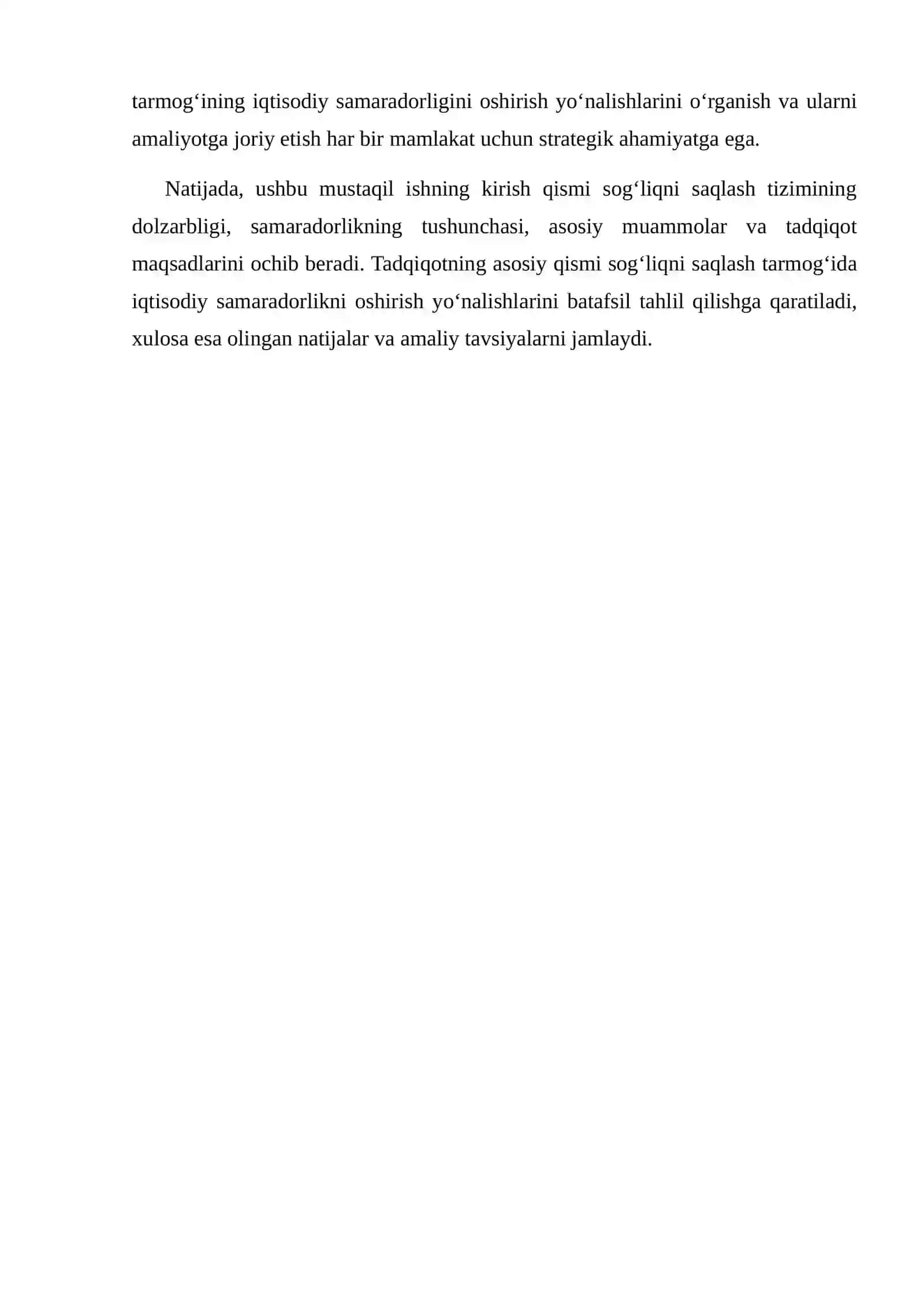SOGʻLIQNI SAQLASH TARMOGʻINING IQTISODIY SAMARADORLIGINI OSHIRISH YO‘NALISHLARI 4