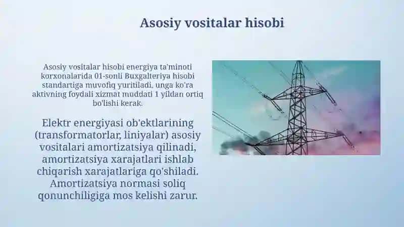 Elektr ta’minoti xizmatlarini ko’rsatuvchi sub’ektlarda buxgalteriya hisobi 4