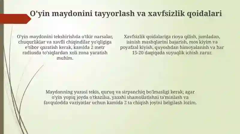 Harakatli o'yinlarni tashkil qilish va o'tkazish 4