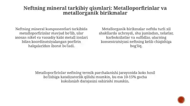 Neftning geteroatomli birikmalari va mineral komponentlari 4