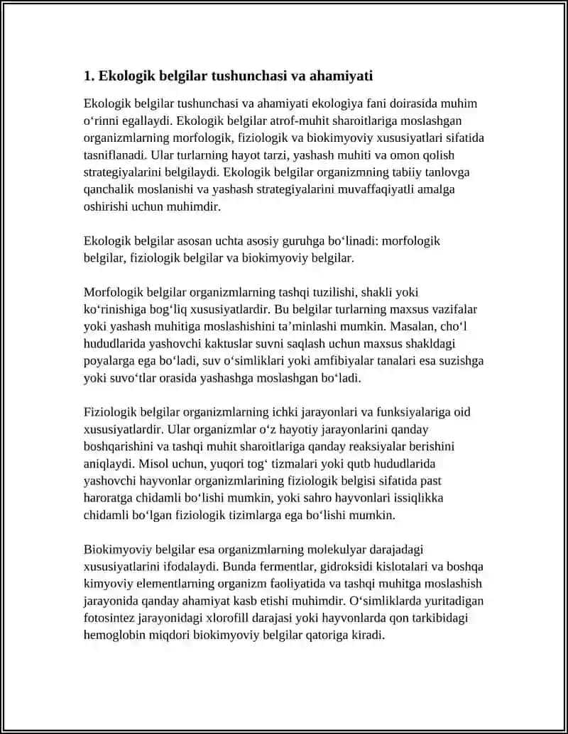 EKOLOGIK BELGILARNING TASNIFI 4