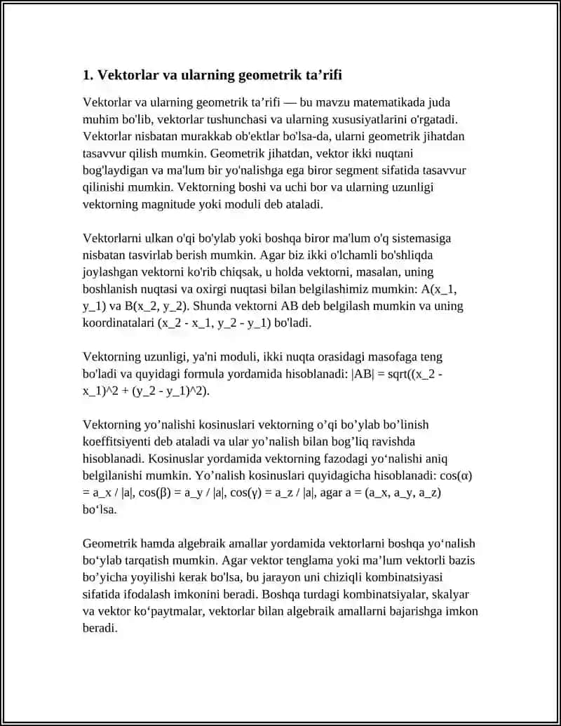 VEKTORLAR VA ULAR USTIDA CHIZIQLI AMALLAR 4