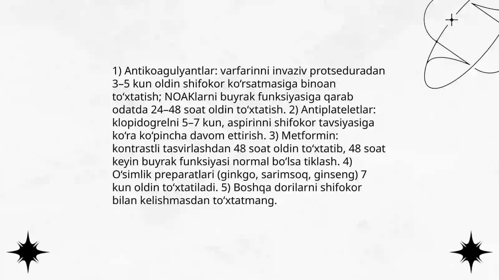 Bemorni shifokor ko‘rigiga va instrumental tekshiruvlarga tayyorlash 4