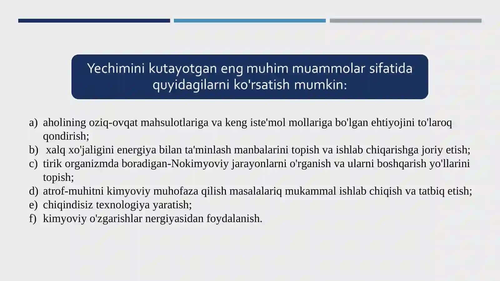KIMYO FANINING BOSHQA BIOLOGIYA, EKOLOGIYA, GEOGRAFIYA VA BOSHQA FANLAR BILAN BOG'LIQLIGI 4