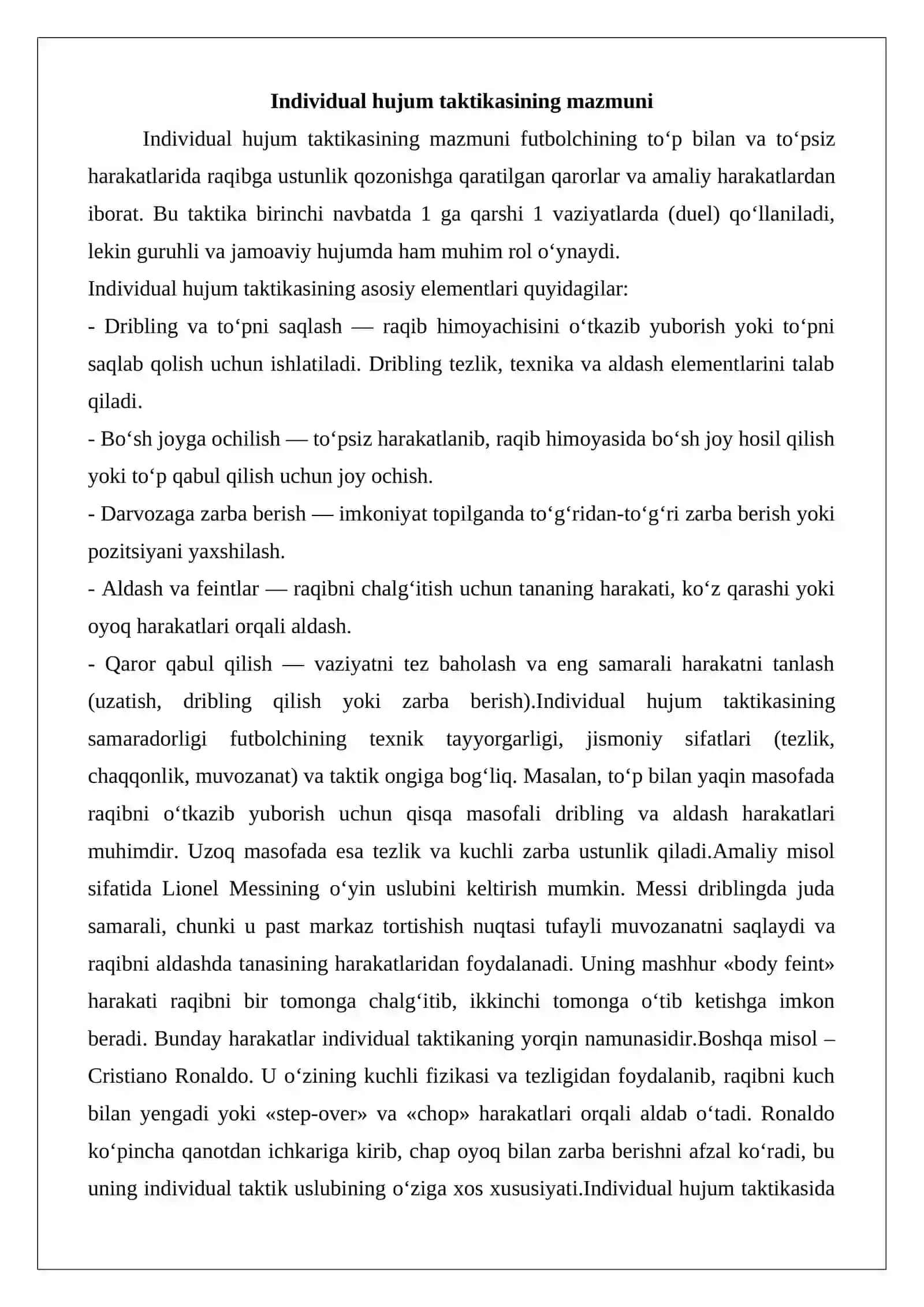 Individual taktika hujum 4