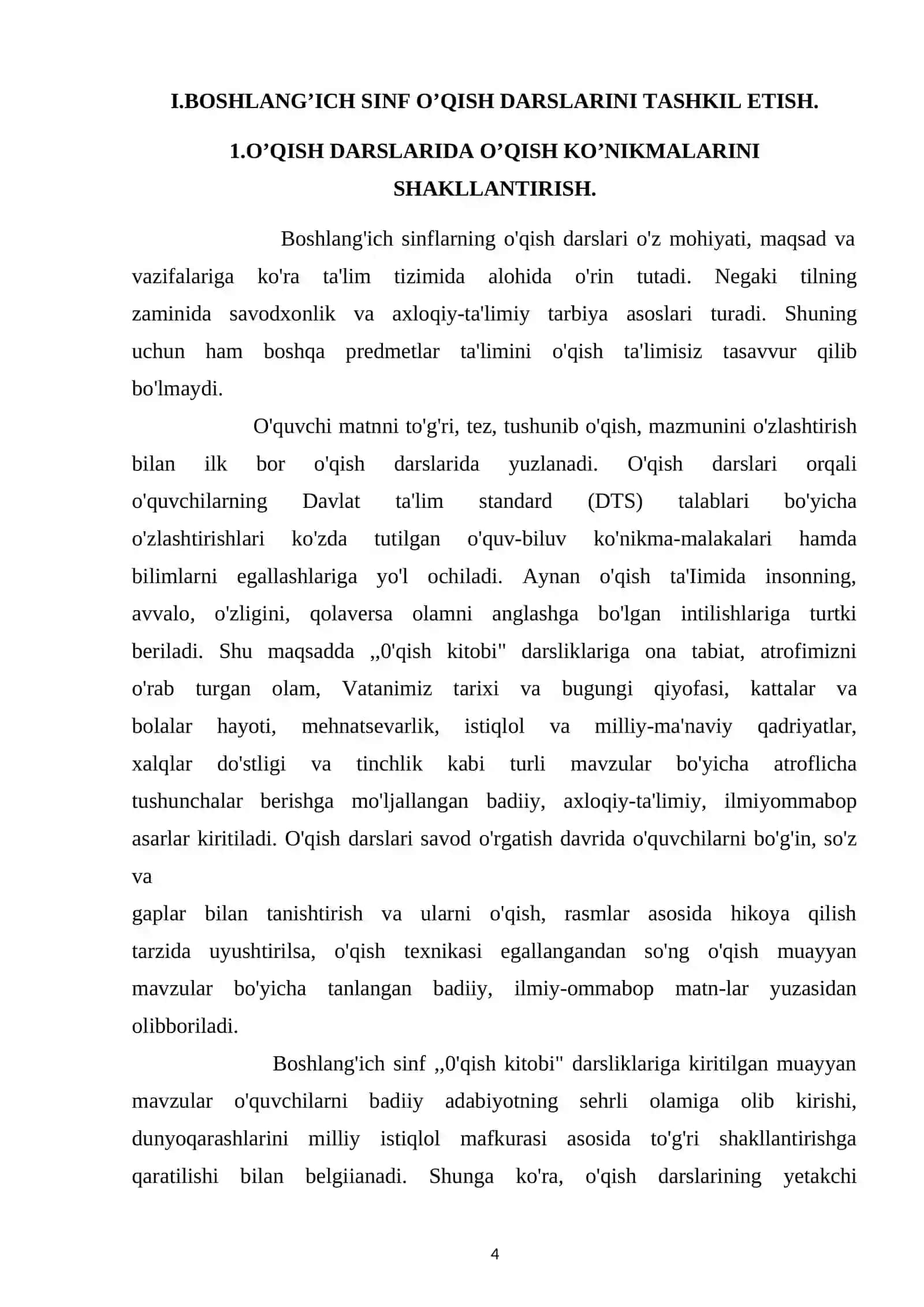 Boshlang’ich sinf o’qish darslarini tashkil etish 4
