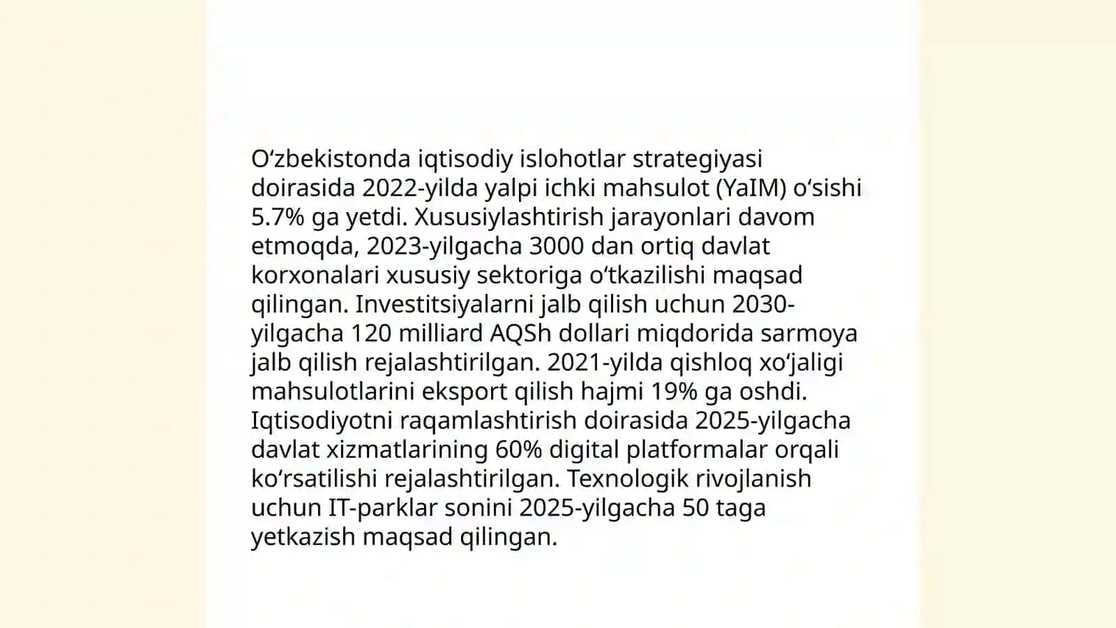 Oʻzbekiston Respublikasi maʼmuriy buyruqbozlik tizimidan bozor munosabatlariga oʻtish davri konsepsiyasi hozirgi zamon iqtisodiy taʼlimotlari 4