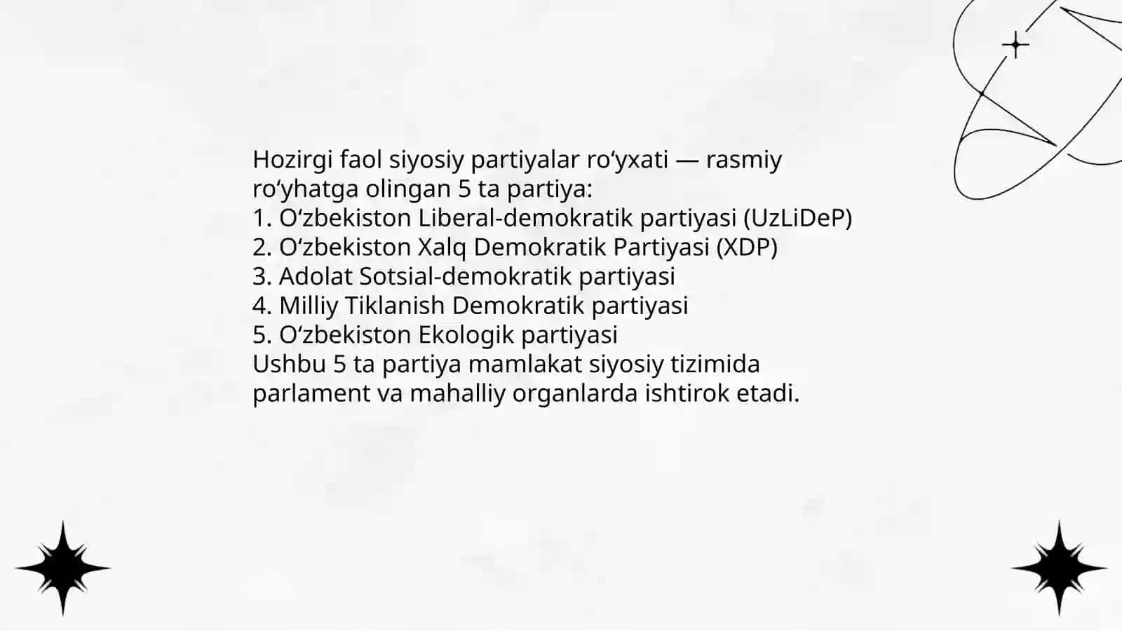 Oʻzbekiston Respublikasi Partiyalari Tarihlanish Tarixi 4