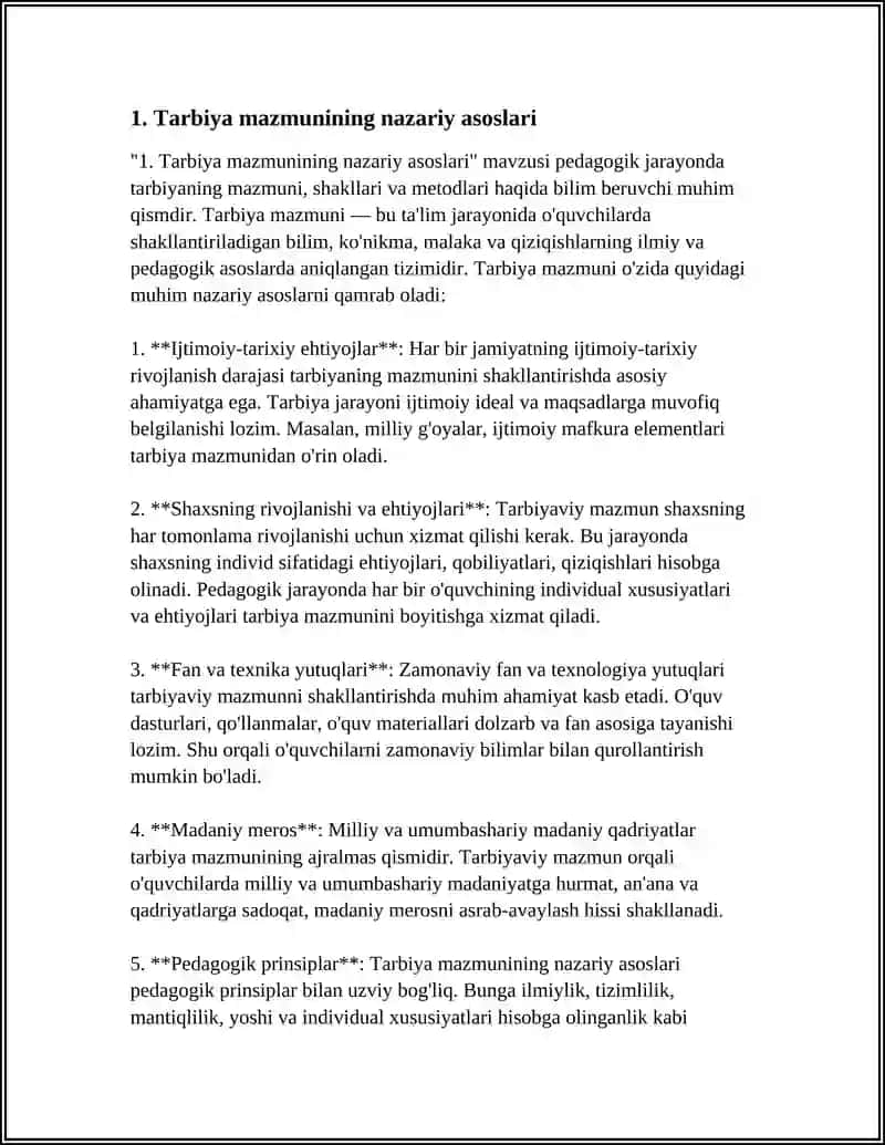 PEDAGOGIK JARAYONDA TARBIYANING MAZMUNI SHAKLLARI VA METODLARI 4