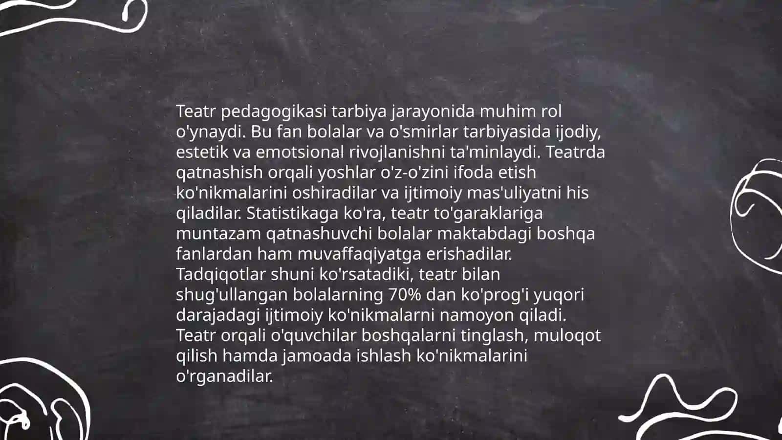 Tarbiya fanini o'qitishda badiy va teatr pedagogika imkonyatlaridan foydalanish 4