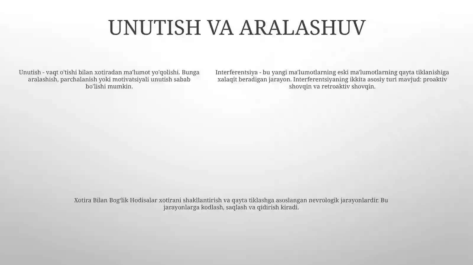 Xotira Bilan BogʻLik Hodisalar.Tafakkur Va Ong 4
