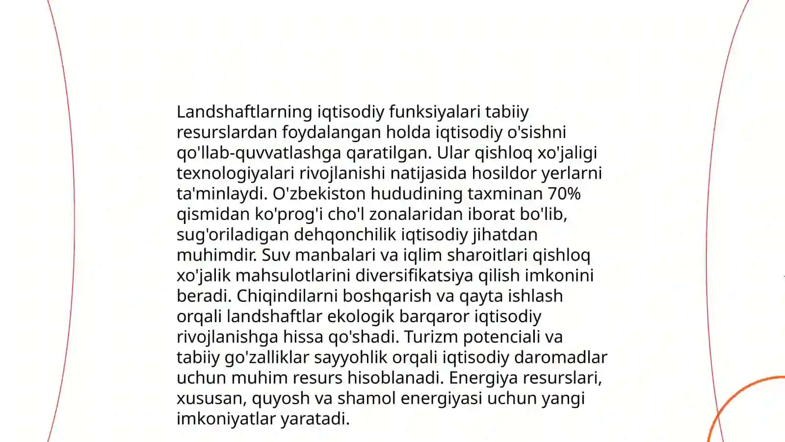 Landshaftlarning funksiyalarini nimalardan iborat ekanligini o'rganish 4
