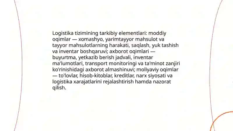 Logistikada tizim tushunchalari va ularning turlari 4
