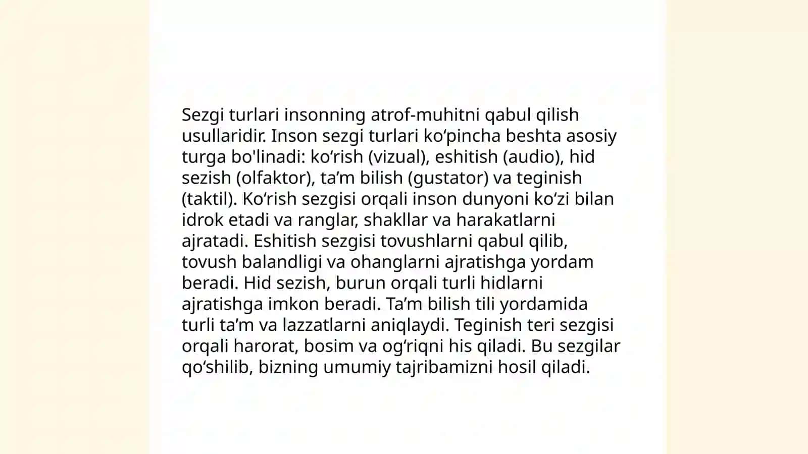 Sezgi va uning turlari, òziga xos xususiyatlari 4