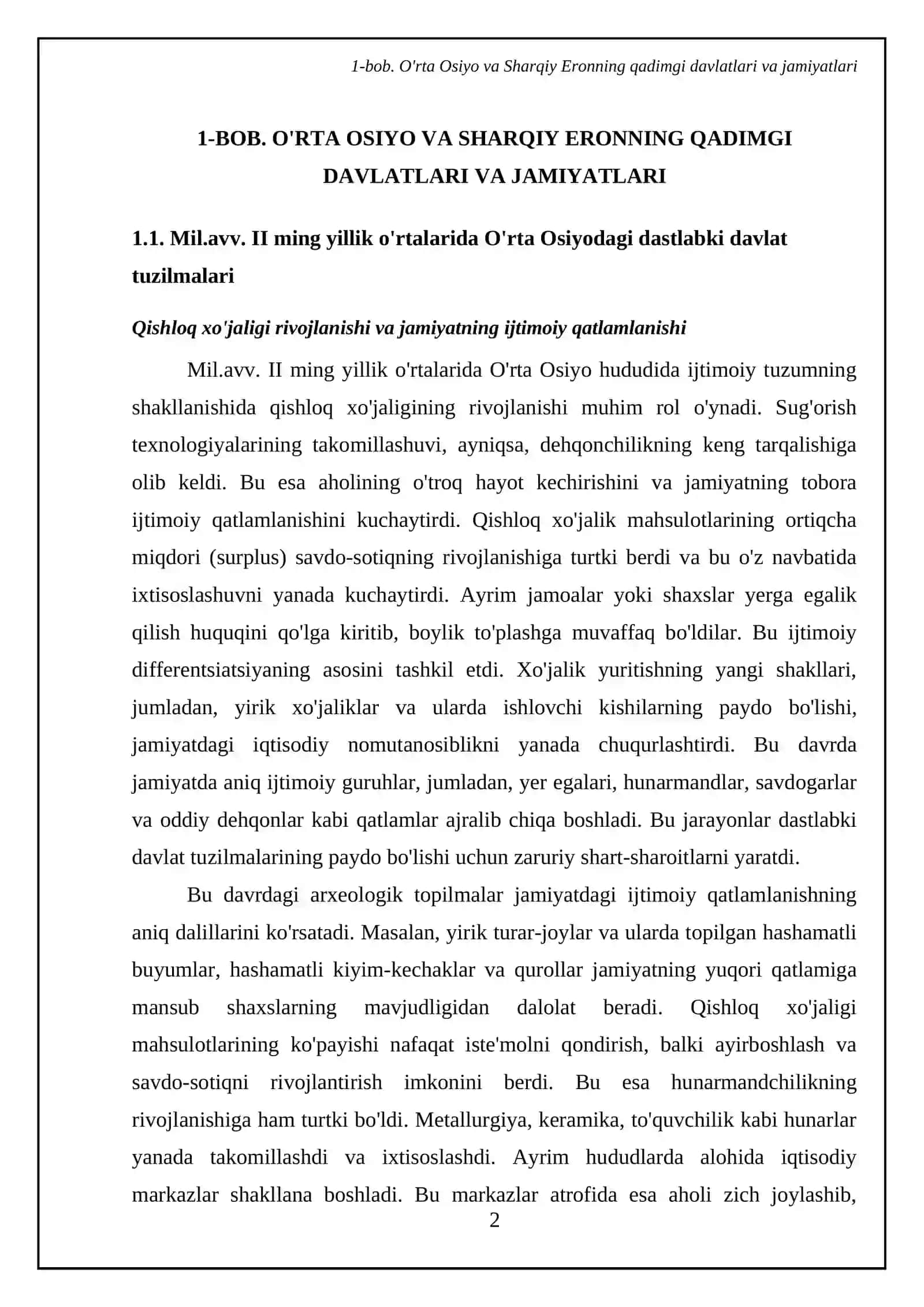 O’rta Osiyo va Sharqiy Eron mil.avv I.mimg yillikning o’rtalarida ijtimoiy tuzum va xo’jaligi 4