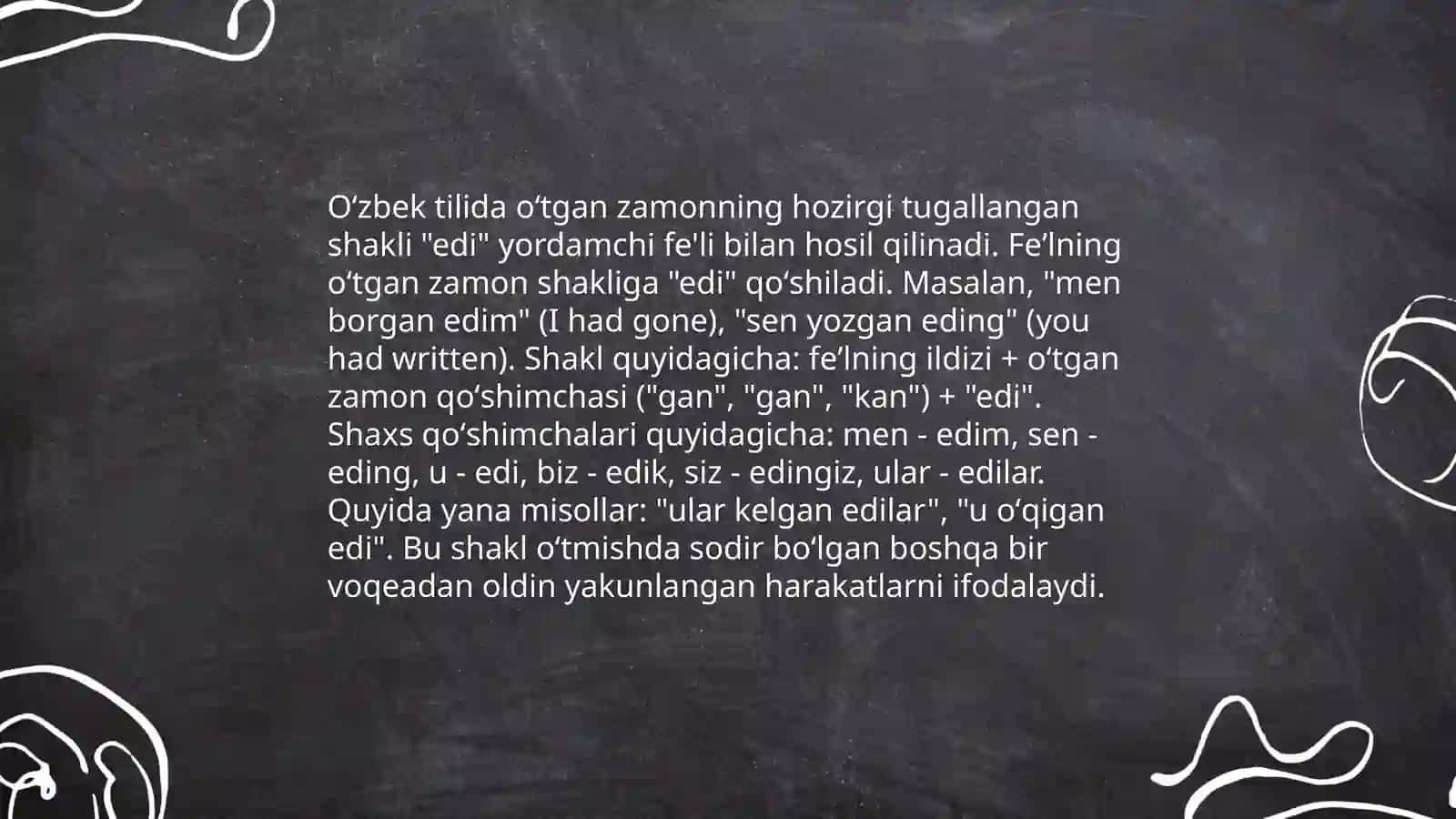 Past Perfect Tense in Uzbek Grammar 4