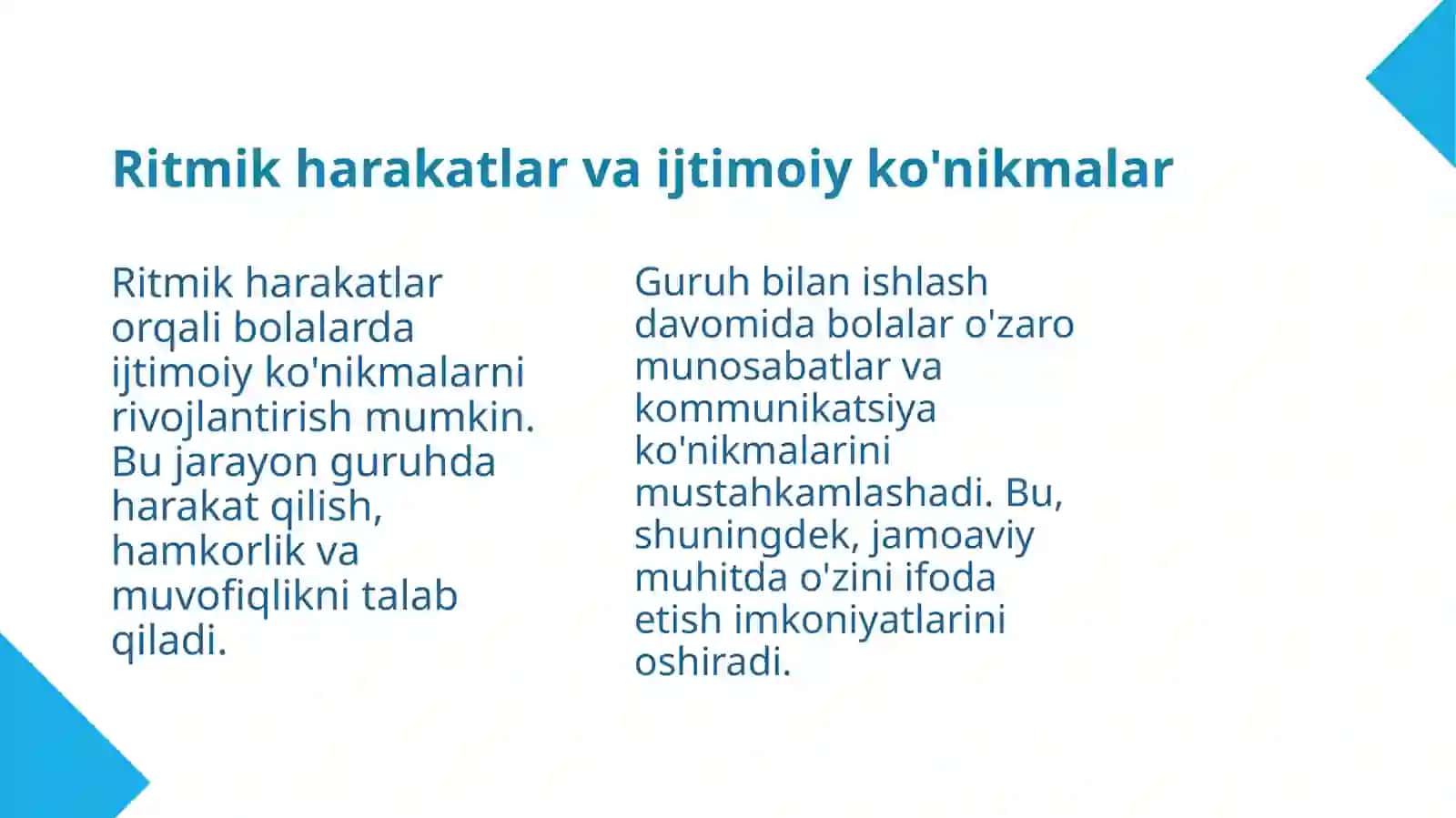 Bolalarni musiqiy ritmik harakatlar ga o'rgatish 4