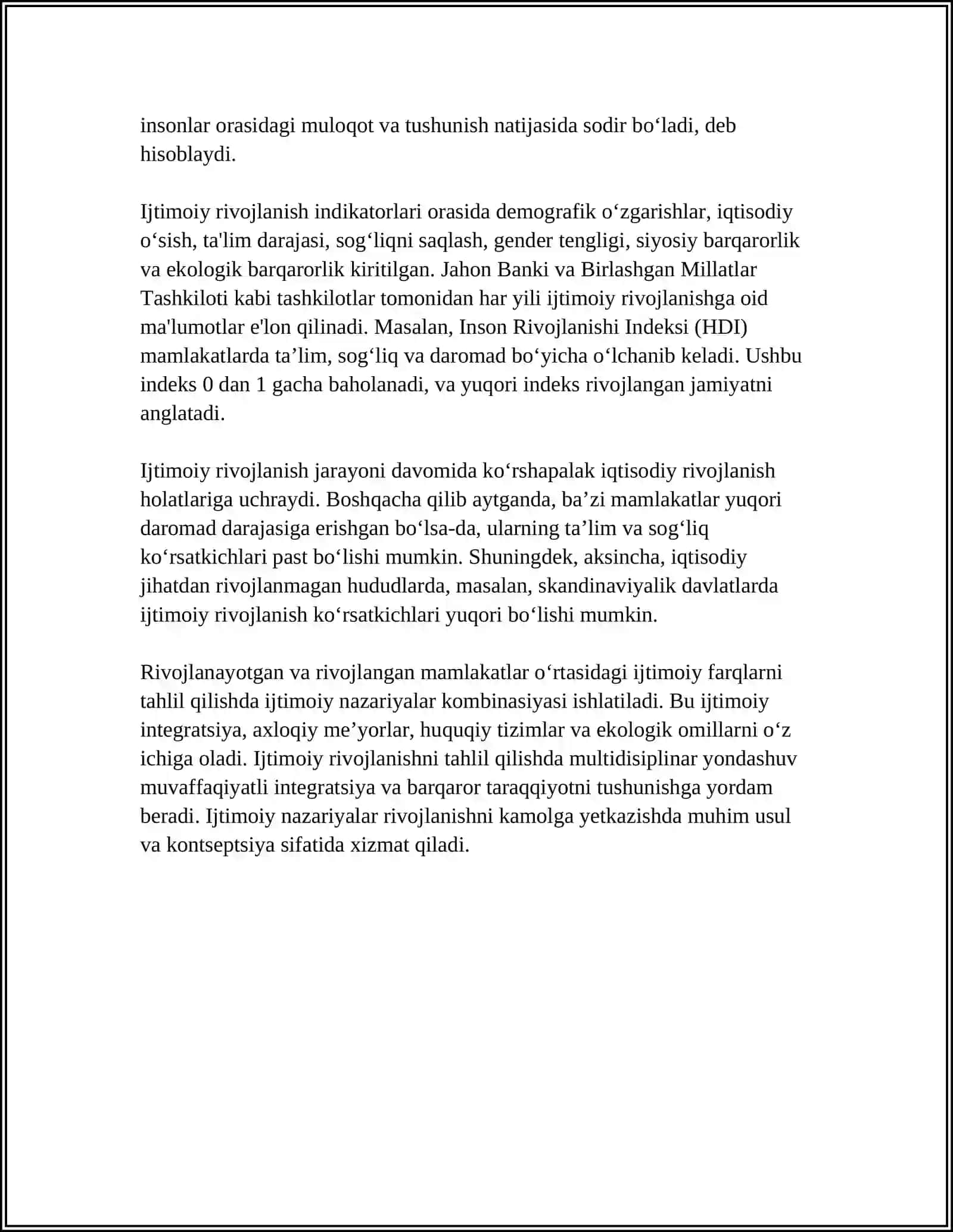 IJTIMOIY RIVOJLANISH VA NAZARIYALAR 4