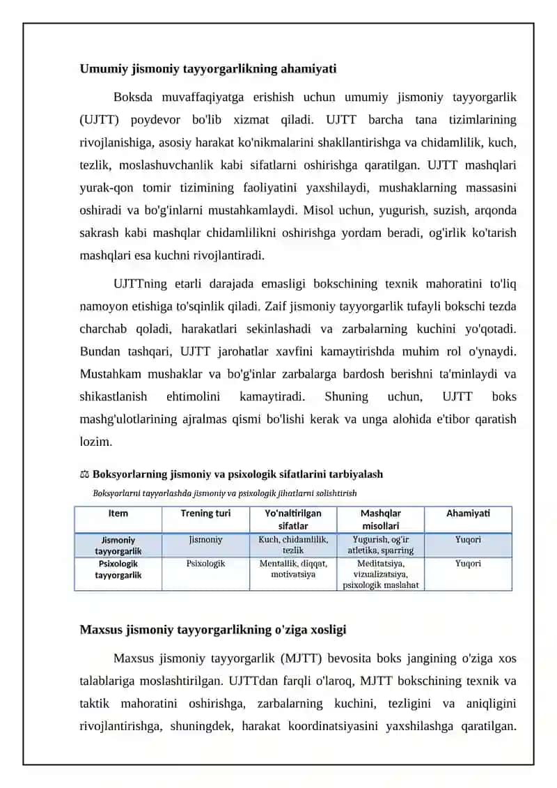 Bokschilarni jismoniy va psixik sifatlarini tarbiyalash 4