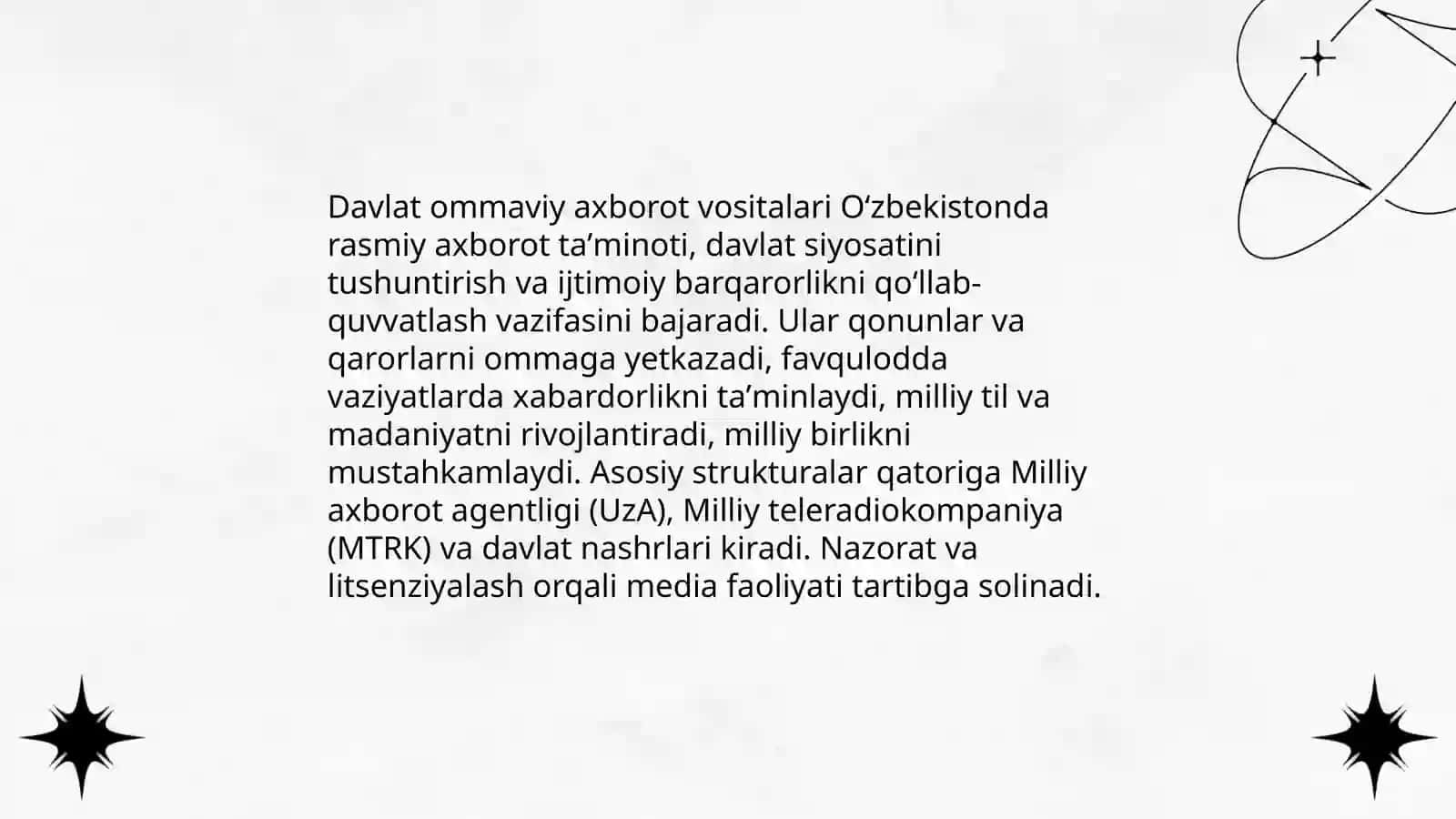 Oʻzbekiston respublikasida ommaviy axborot vositalarining faoliyati by Yoʼldosheva Sevara 4
