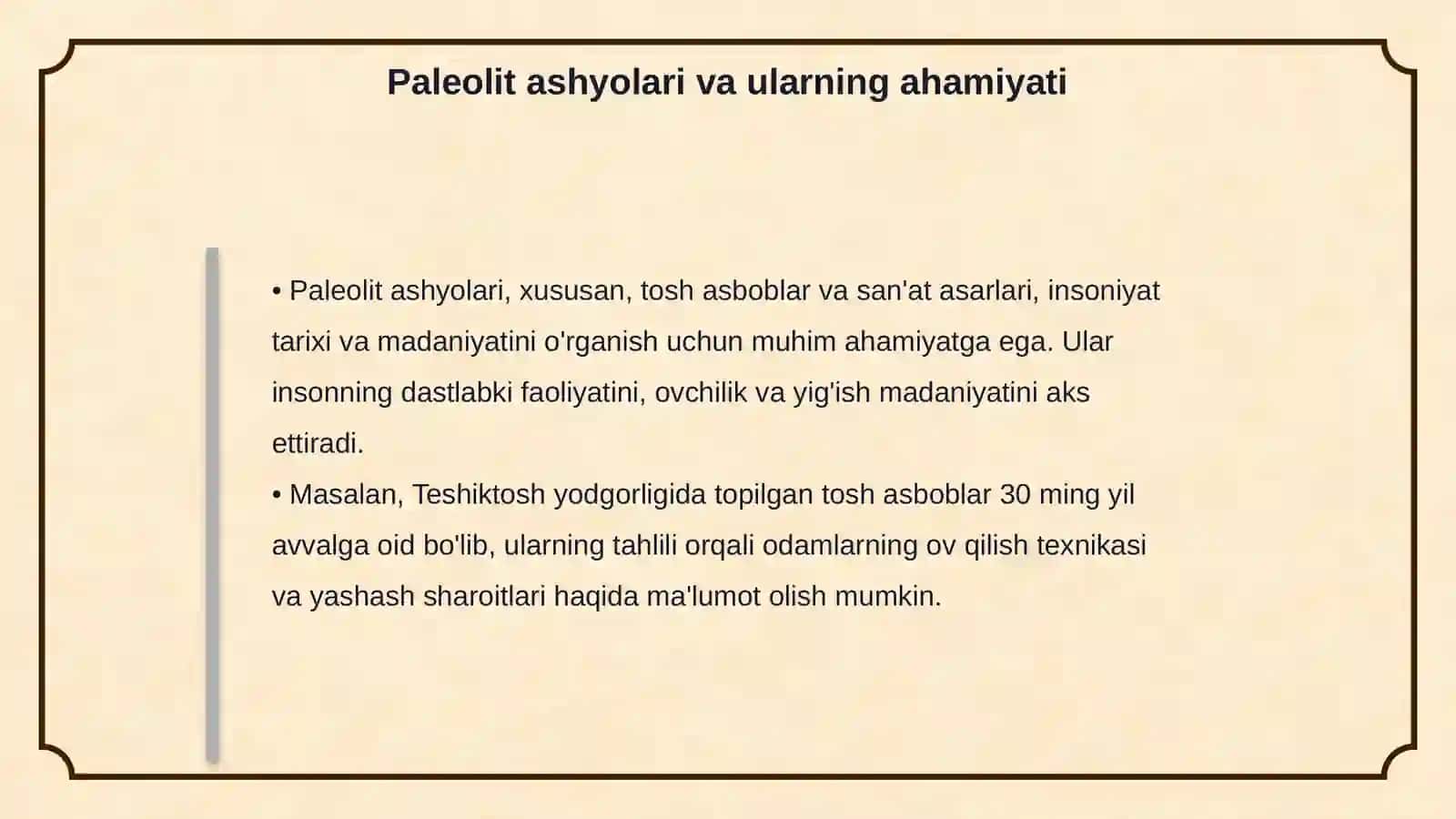 Oʻrta Osiyo paleolit,mezolit,Neolit,eniolit davri yodgorliklari 4