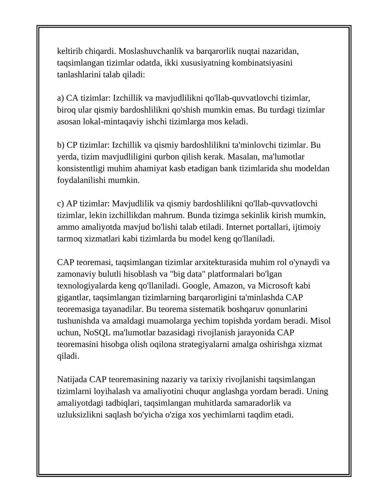 CAP TEOREMASI BOYICHA TAHLILIY MALUMOT TAYYORLASH 4