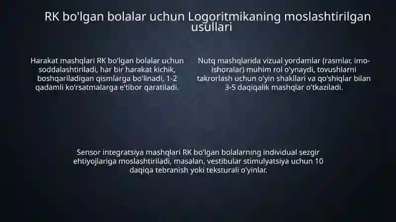 RRS (ruhiy rivojlanish ust-bolalar) bilanishlash: logoritmika ning moslashtirilishi 4