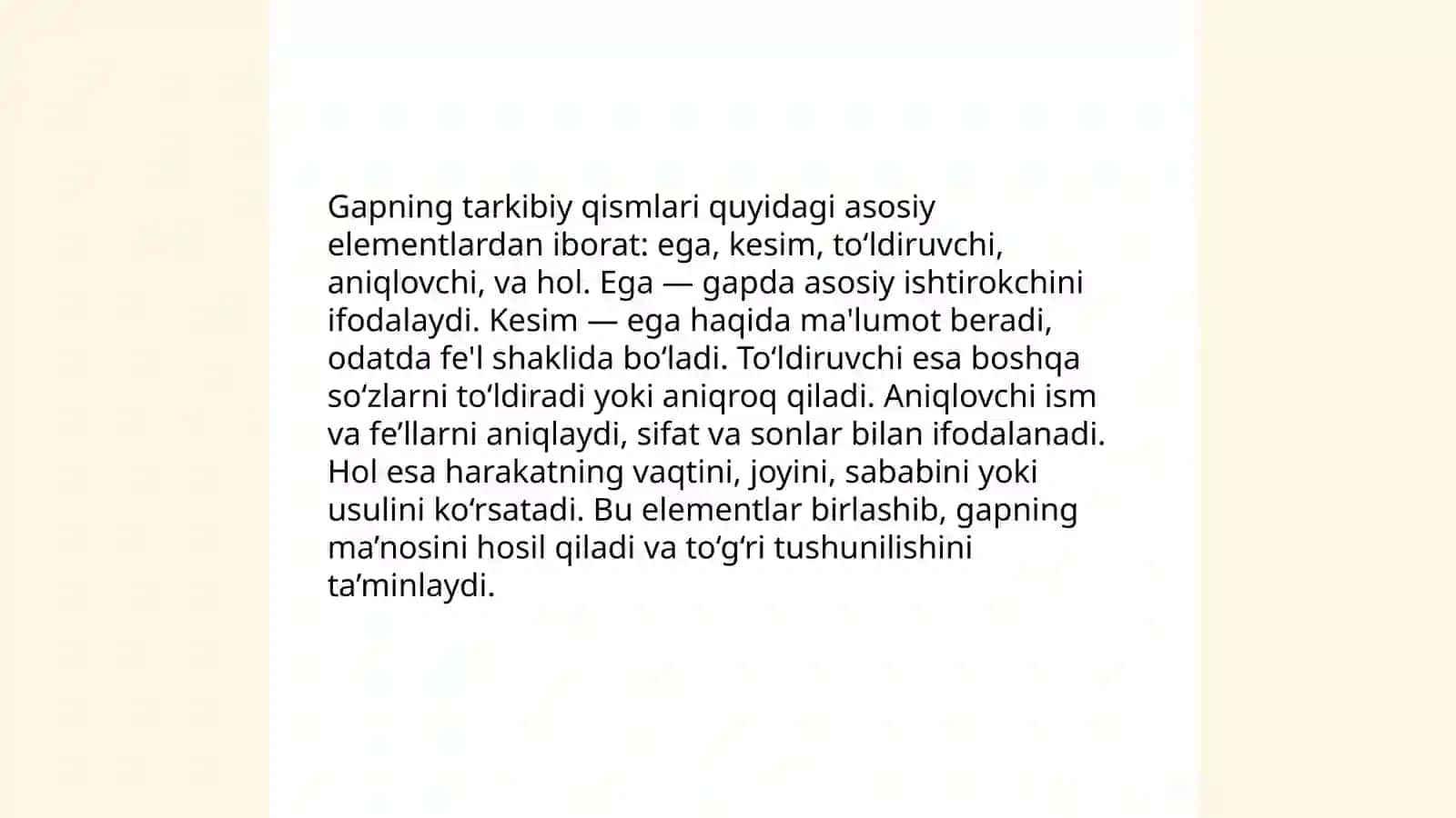 O‘zbek tilida Gap haqida malumot 4